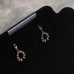 Francesca's Collections Gold and Blue Teardrop Earrings